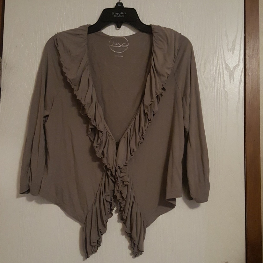 Inc ruffled shrug/jacket